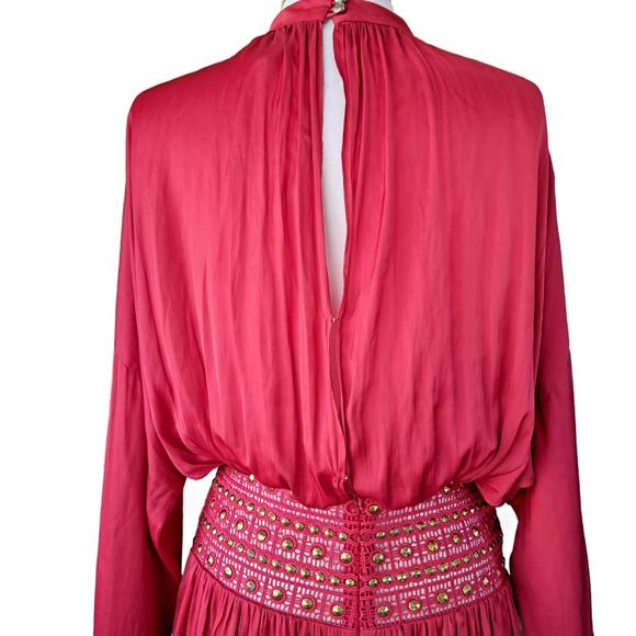 Ramy Brook Red Stella Drop-Waist Shiny Corset Red Mini Dress Size 6 - Picture 8 of 12